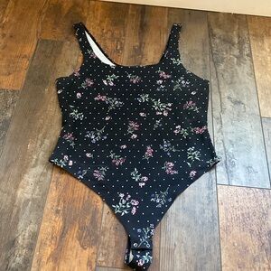 Large stretchy floral body suit